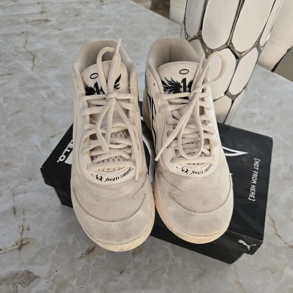 PUMA LAMELO BALL MB02 WHISPERS FROSTED IVORY BLACK SNEAKERS SHOES 9.5 - Picture 6 of 11